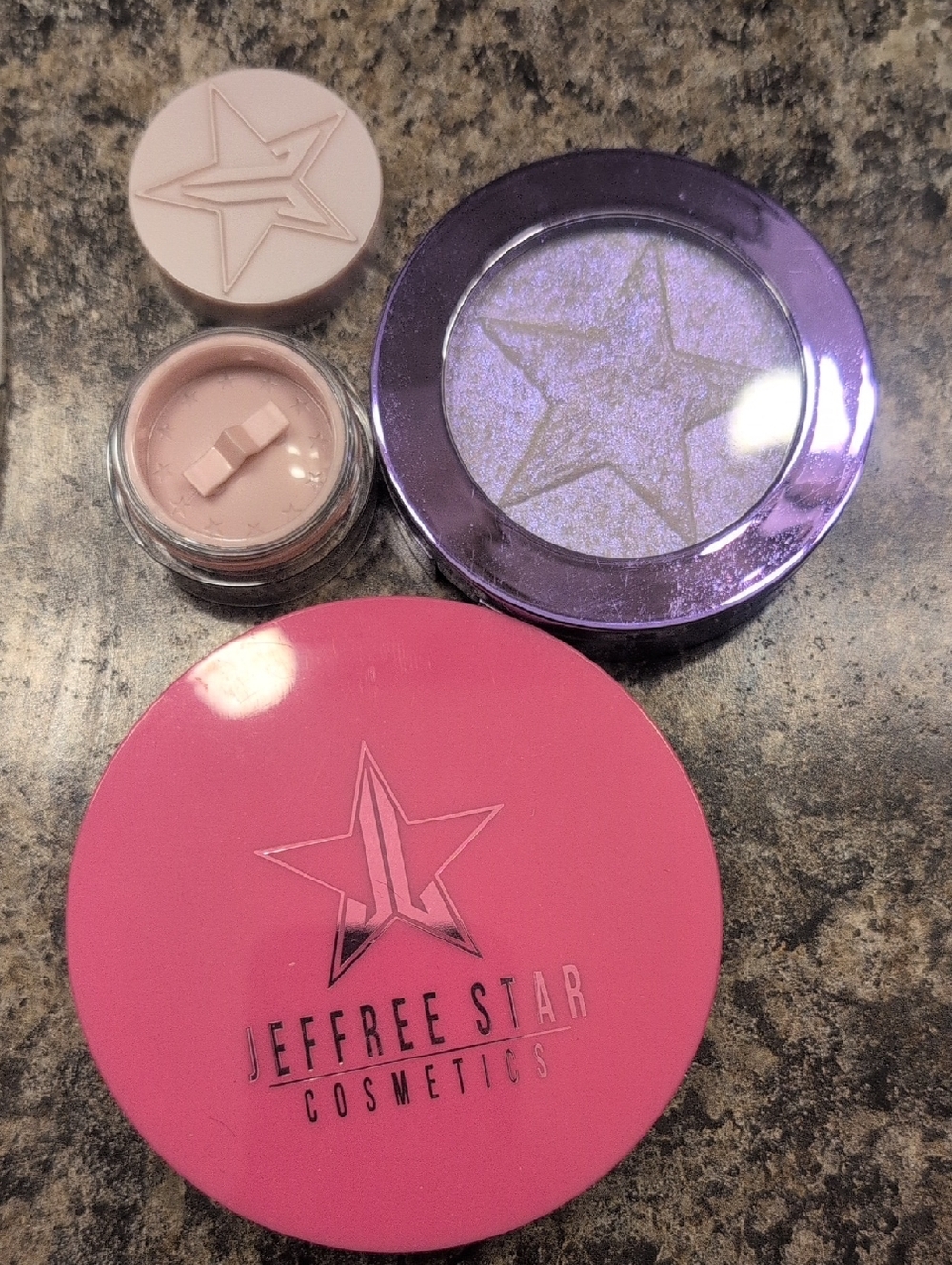 Jeffree Star Pink Highlighter Compact & Purple Shimmer Duo, Bronze Eyeshadow